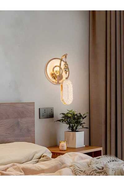 best power Modern LED Wall Light Model 9837-W, 15W, 3 Color Modes, Crystal & Gold Finish