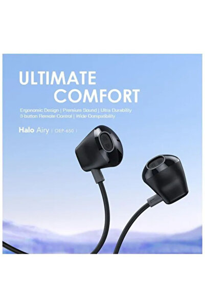 oraimo Wired Earphones Halo Airy with USB-C - Black