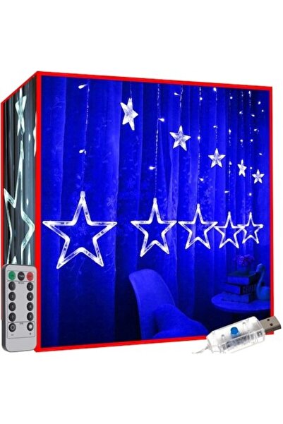 WTO WTO® star light curtain, 138 LEDs, USB, cool white, IP44, Remote control, 250x100 cm