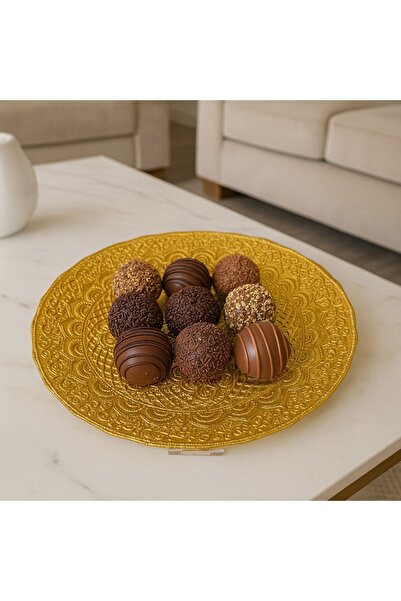 Byblos ✨ Set of 2 glass serving dishes with luxurious gold patterns – perfect for desserts, chocolates, and fruits (32 cm) ✨
