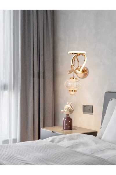 best power Modern LED Wall Light – 15W Decorative Wall Lamp (Model 9845-W), 3 Color Modes, Crystal & Gold Fin