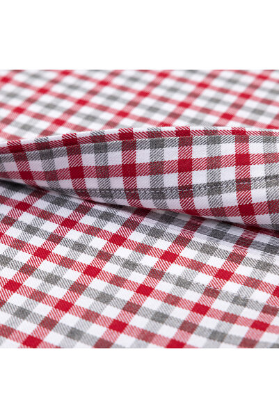 Germirli Testa 802 Flannel Red Melange Buttoned Collar Tailor Fit Cotton Shirt