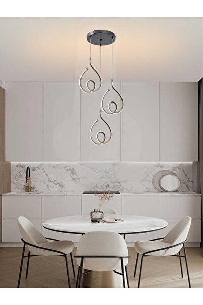 best power Modern LED Pendant Light 6142-3 — 3 Lighting Levels, 60W, Adjustable 100cm, Black Spiral