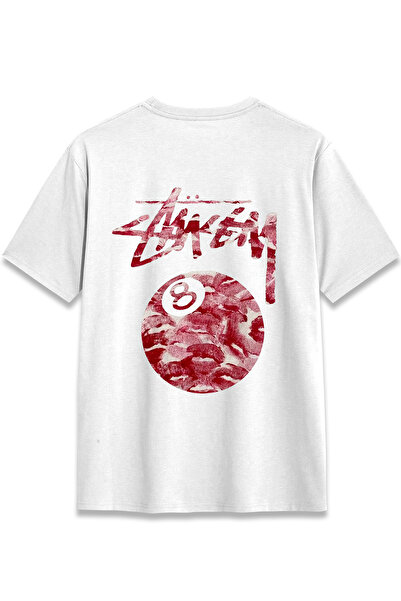 EZG Business Stussy 8 Ball Lipstick Model Printed T-Shirt Unisex 100% Cotton Breathable Thick Fabric Tee Shirt