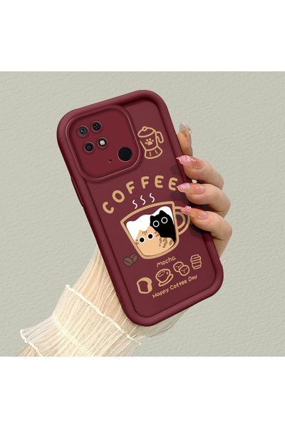 ucuc Xiaomi Redmi 10C Uyumlu Silikon Malzeme Darbeye Dayanıklı Basit Bordo Re...
