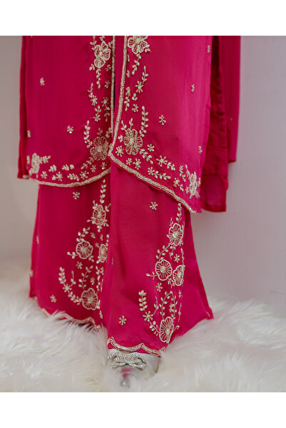 Pink Stories Chinon handworked salwar suit rani pink