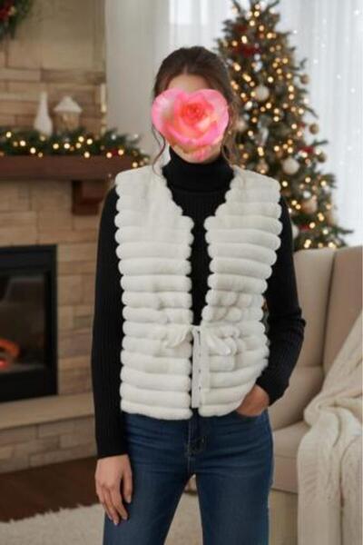 Orange Off-white fur jacket with distinctive design