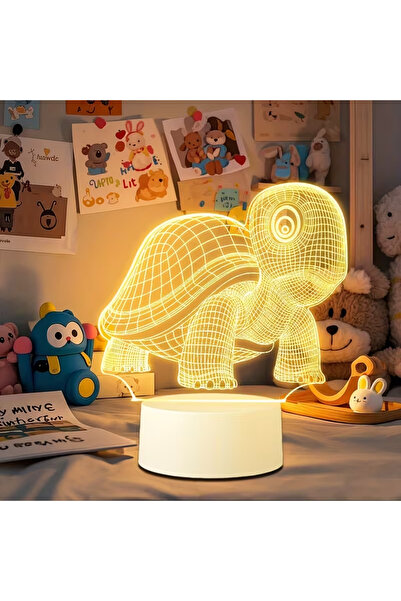 Singularis 3D İllüzyon Kaplumbağa Gece Lambası USB Güçlü Masa Lambası Yatak O...