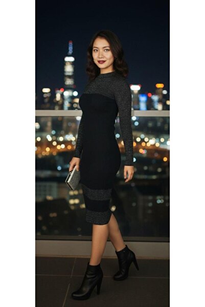 Modafeminen ROCHIE TRICOTATĂ TR00415 ALBASTRU ÎNCHIS