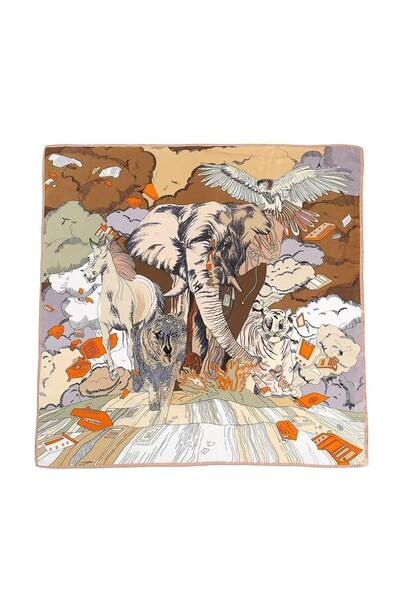 OMG Natural silk scarf, animal print, 90x90cm