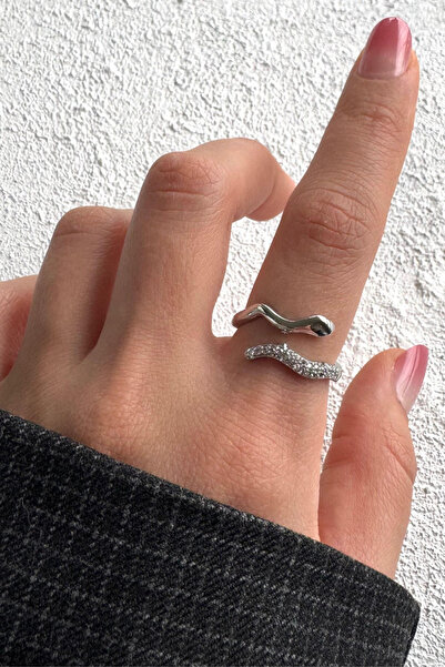 Leo'Stone خاتم نسائي قابل للتعديل بتصميم ثعبان من ماركة Blg