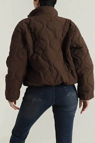 Coşkun GİYİM Women's Quilted Coat Brown 26009