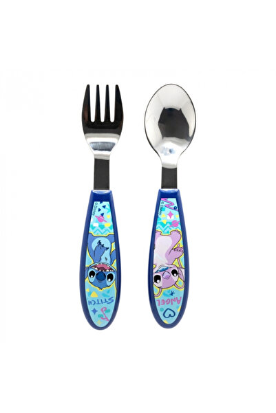 Lilo & Stitch Set of 2 ergonomic cutlery, fork and spoon for children Stitch ...