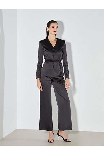 LC Waikiki Black Loose Fit Wide Leg Women's Trousers