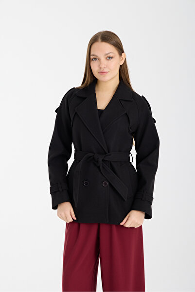 Bolivente Calina Black Regular Fit Premium Cashmere Jacket