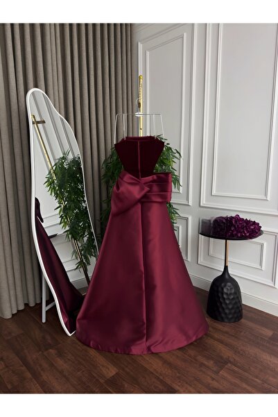 berlanty Luxurious couture-design evening dress with a waist adorned with a large bow (multiple colors)