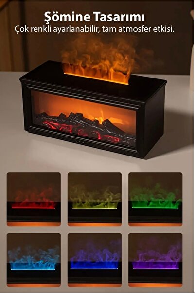 ErginGroup Atomizer Buharlı Ultrasonik Şömine Ahşap Desenli Hava Nemlendirici...