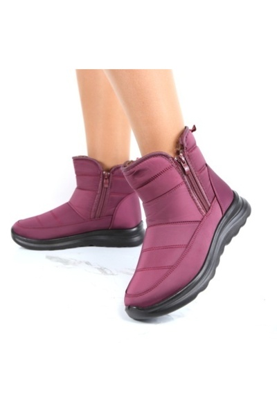 FAYRA Burgundy Fur-Lined Boots