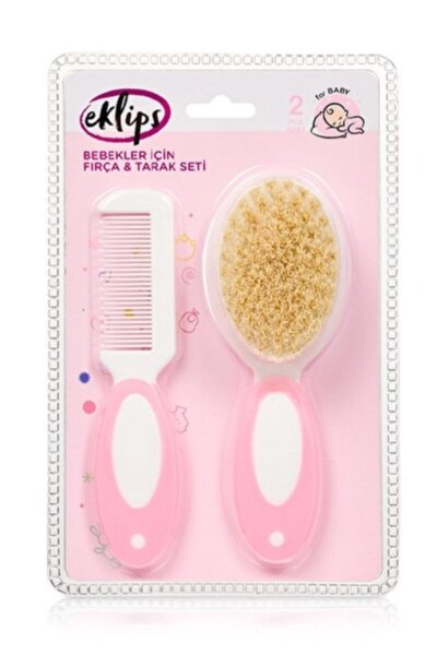 eklips Bebek Fırça Tarak Seti (Pembe) – Doğal Kıllı, Nazik ve Güvenli Saç Bakımı