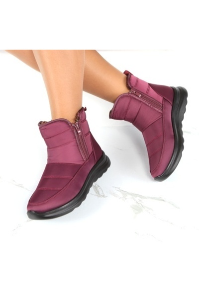 FAYRA Burgundy Fur-Lined Boots