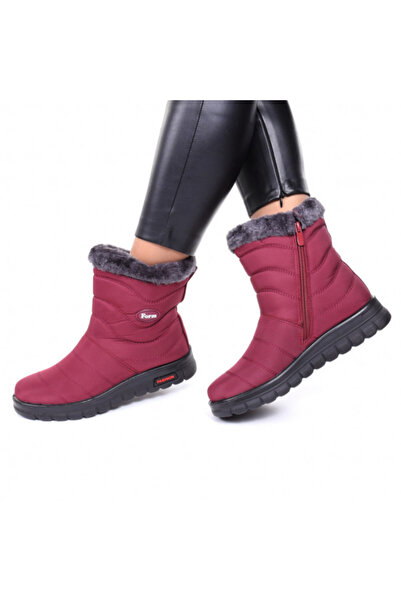 MİLANA cizme vișinii cu blană