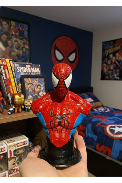 Kingdom of 3D Örümcek Adam Büst Figür – 15 cm | Detaylı Boyama | Koleksiyon v...