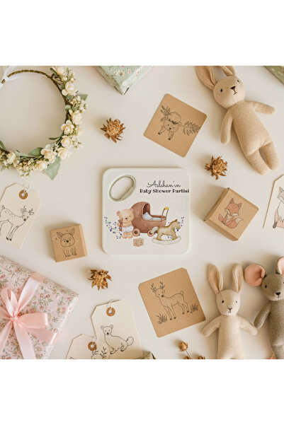 arslart Baby Shower Temalı Ayıcık ve Beşik Desenli Kişiye Özel Magnet Açacak ...