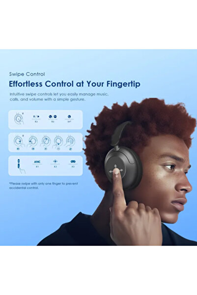 oraimo Wireless Boom Pop Pro Headphones with Active Noise Cancellation and Enhanced Bass - Gray