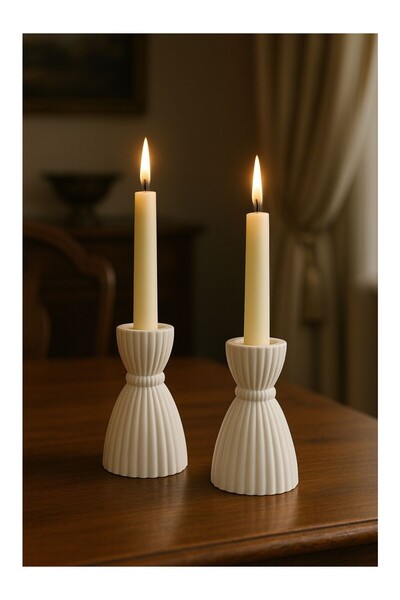 Müber Tasarım 2’li Prenses Görünümlü Şamdan Seti