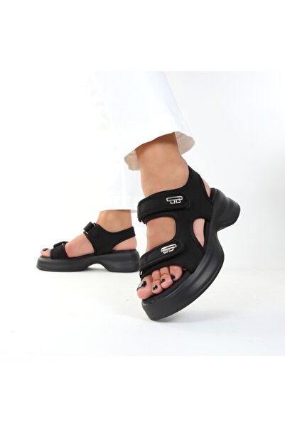FENIA black high-platform sandals