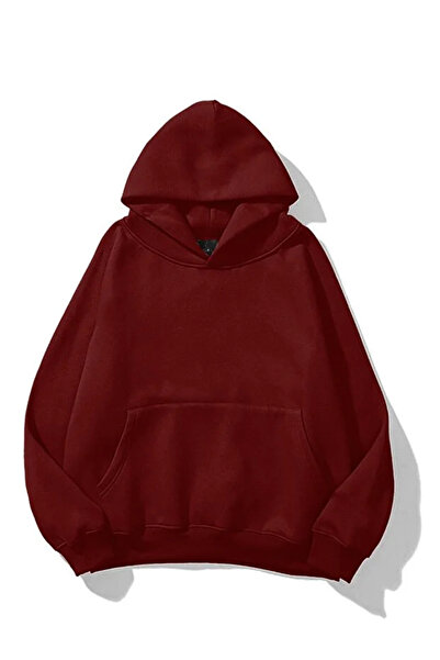 Mayer Butik Unisex Basic Kapüşonlu Baskısız Düz Oversize Geniş Hoodie Sweatshirt