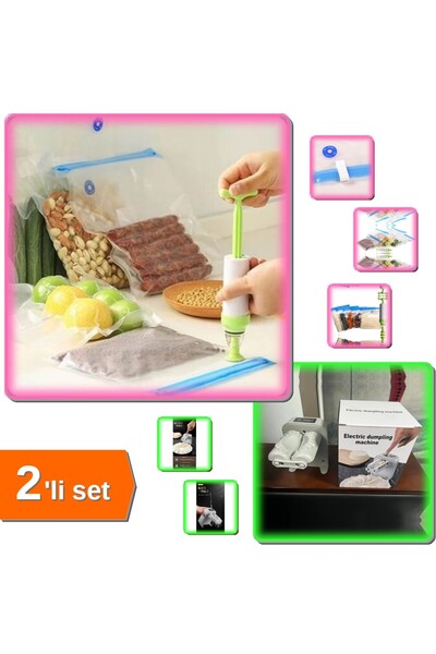 HerEveOyuncak Tam Otomatik Hamur Ravioli Makinesi + Manuel Vakumlu Gıda Sakla...