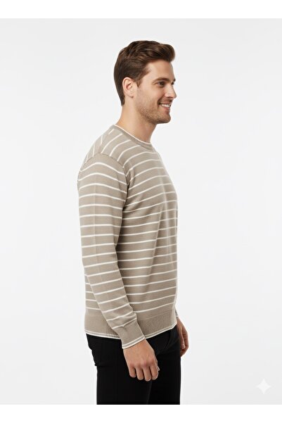 ModaPlaza Men's Striped Crew Neck Sweater 711