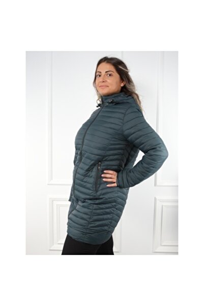 Orien Dark green three-quarter quilted jacket