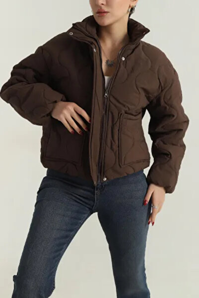 Coşkun GİYİM Women's Quilted Coat Brown 26009