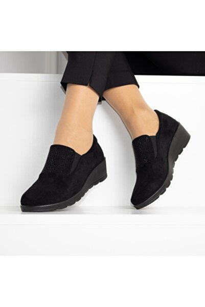 BRINA Black Casual Shoes - Faux Suede Leather