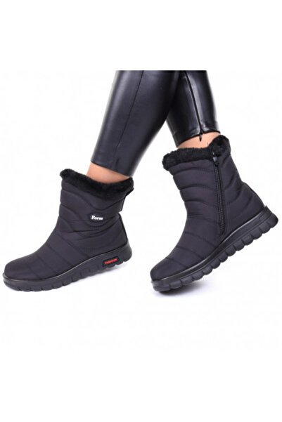 MİLANA black fur-lined boots