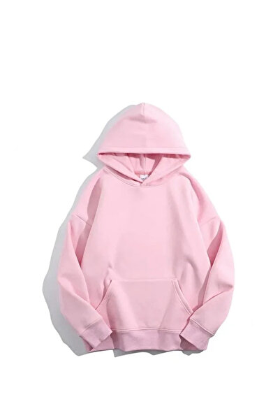 Mayer Butik Unisex Basic Kapüşonlu Baskısız Düz Oversize Geniş Hoodie Sweatshirt