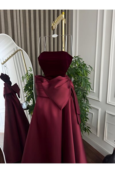 berlanty Luxurious couture-design evening dress with a waist adorned with a large bow (multiple colors)