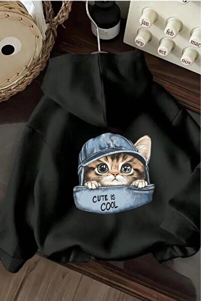 Oksit Φούτερ Unisex Cut Is Cool Cat Back B με τύπωμα με βαμβακερή επένδυση