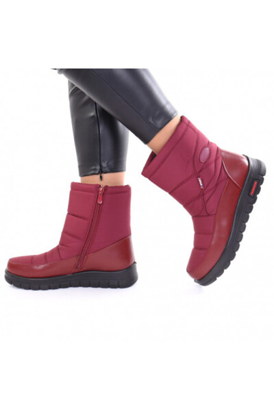 Cansu Burgundy fur-lined boots