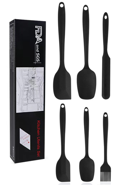 Silicone 6pcs Non Stick Spatulas Seamless Design Rubber Spatula Kitchen Scraper Flexible for Cooking