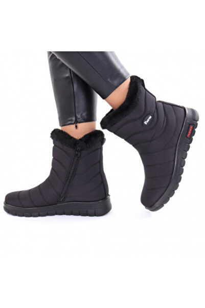 MİLANA black fur-lined boots