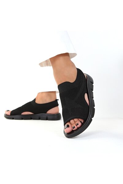 TEONA Lightweight Black Low-Sole Sandals