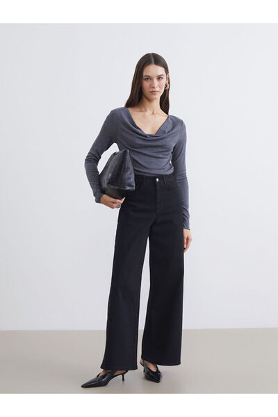 LC Waikiki Black Wideleg Women's Jeans