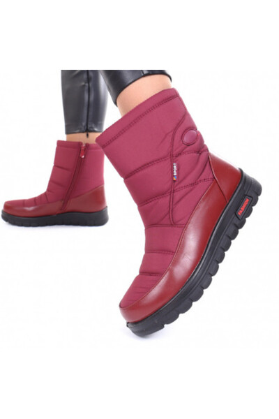 Cansu Burgundy fur-lined boots