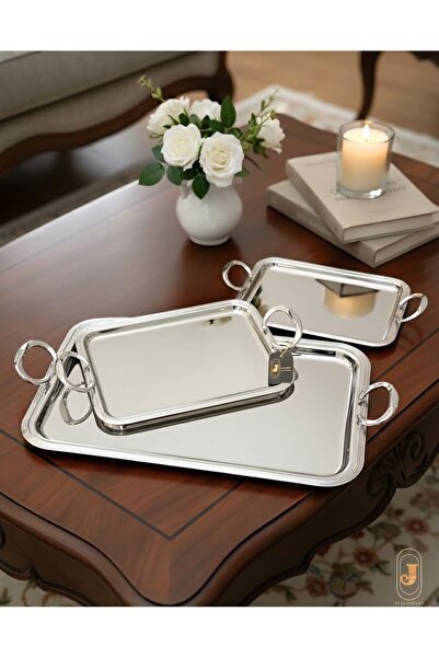 aljahwari Serving tray set, 3 sizes, shiny silver