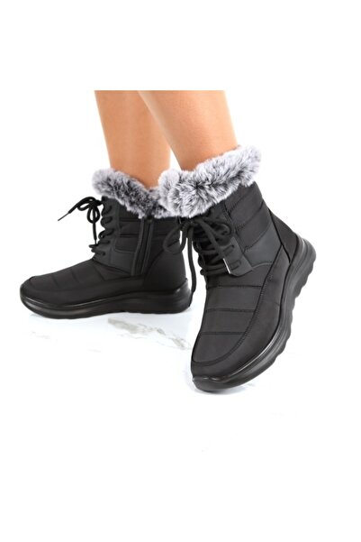 vione Black Fur-Lined Boots