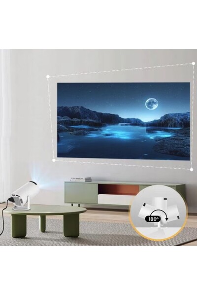 Flippy HY300ULTRA Portable Cylindrical Video Projector, Flippy, Compatible with Android/iOS, 18 x 11 x 6 cm, White