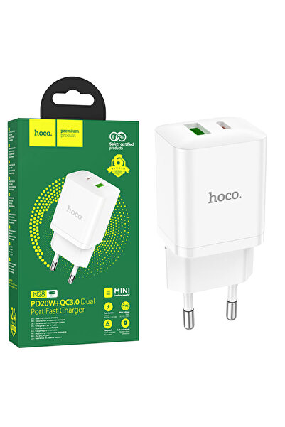 Hoco Incarcator Retea (N28) , 20W, 1xUSB-C, 1xUSB-A, PD, QC 3.0, White